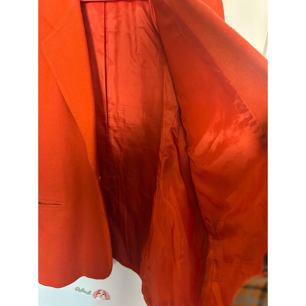 Vintage REQUIREMENTS Orange Red Front Button 100% Pure New Wool Blazer Jacket 16 - Picture 7 of 10
